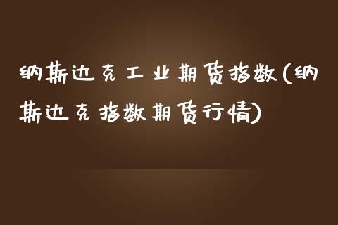 纳斯达克工业期货指数(纳斯达克指数期货行情)_https://www.liuyiidc.com_国际期货_第1张