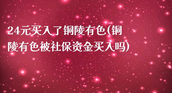 24元买入了铜陵有色(铜陵有色被社保资金买入吗)_https://www.liuyiidc.com_理财百科_第1张