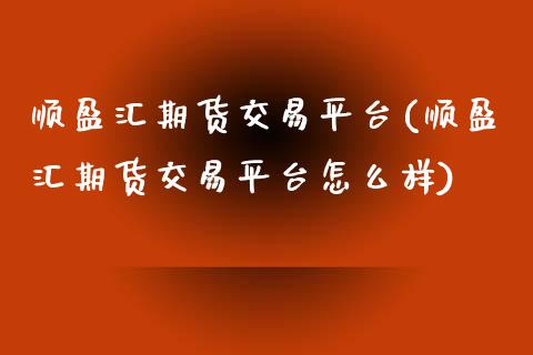 顺盈汇期货交易平台(顺盈汇期货交易平台怎么样)_https://www.liuyiidc.com_国际期货_第1张