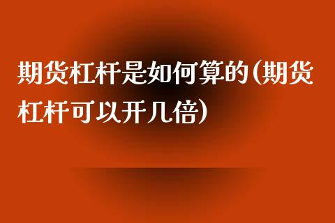 期货杠杆是如何算的(期货杠杆可以开几倍)_https://www.liuyiidc.com_期货品种_第1张