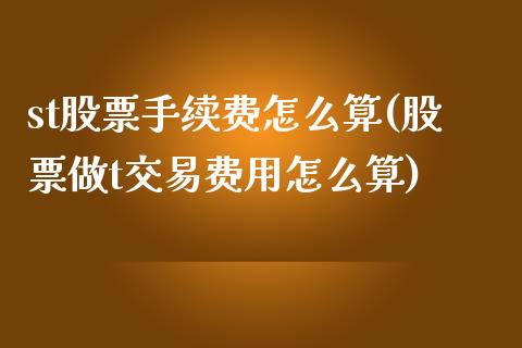 st股票手续费怎么算(股票做t交易费用怎么算)_https://www.liuyiidc.com_理财品种_第1张