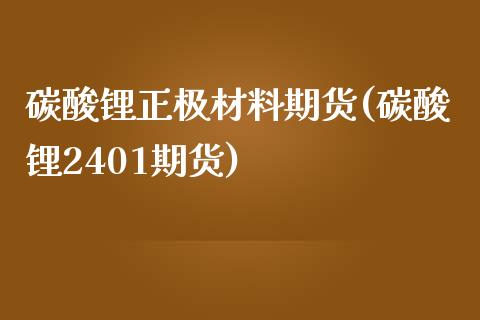 碳酸锂正极材料期货(碳酸锂2401期货)_https://www.liuyiidc.com_期货理财_第1张