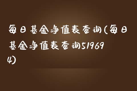 每日基金净值表查询(每日基金净值表查询519694)