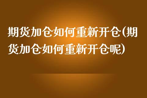 期货加仓如何重新开仓(期货加仓如何重新开仓呢)_https://www.liuyiidc.com_基金理财_第1张