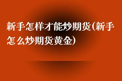 新手怎样才能炒期货(新手怎么炒期货黄金)_https://www.liuyiidc.com_期货交易所_第1张