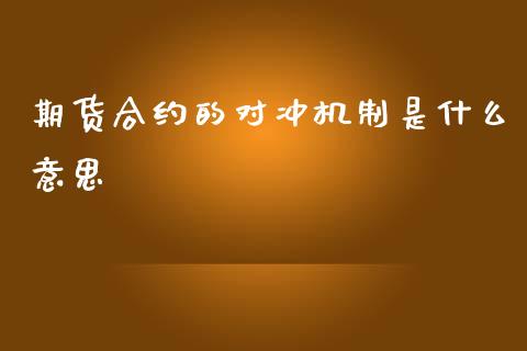 期货合约的对冲机制是什么意思_https://www.liuyiidc.com_财经要闻_第1张