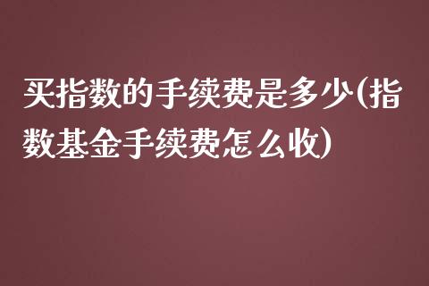 买指数的手续费是多少(指数基金手续费怎么收)_https://www.liuyiidc.com_理财品种_第1张