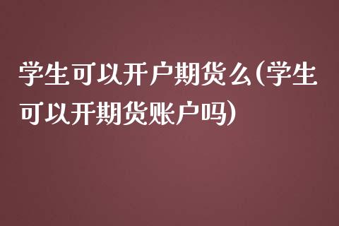 学生可以开户期货么(学生可以开期货账户吗)