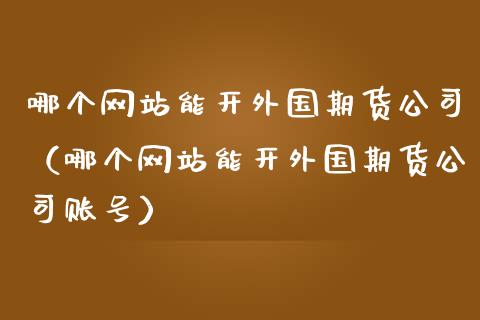 哪个能开外国期货（哪个能开外国期货）_https://www.liuyiidc.com_恒生指数_第1张