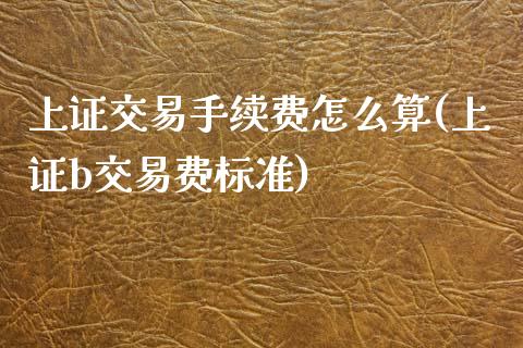 上证交易手续费怎么算(上证b交易费标准)_https://www.liuyiidc.com_理财百科_第1张