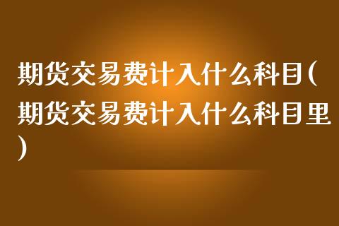 期货交易费计入什么科目(期货交易费计入什么科目里)_https://www.liuyiidc.com_期货交易所_第1张