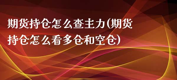 期货持仓怎么查主力(期货持仓怎么看多仓和空仓)_https://www.liuyiidc.com_国际期货_第1张