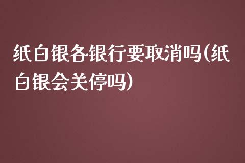 纸白银各银行要取消吗(纸白银会关停吗)_https://www.liuyiidc.com_期货直播_第1张