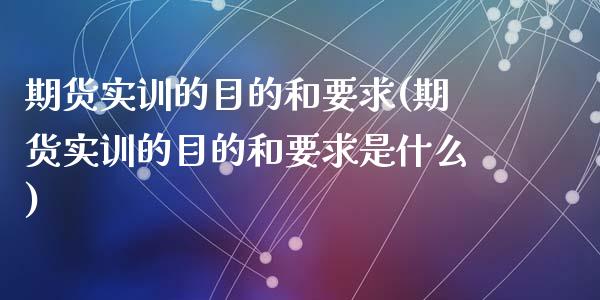 期货实训的目的和要求(期货实训的目的和要求是什么)_https://www.liuyiidc.com_财经要闻_第1张