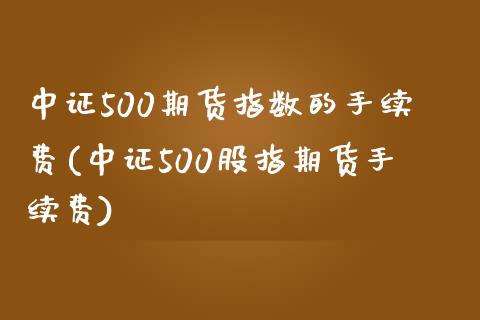 中证500期货指数的手续费(中证500股指期货手续费)_https://www.liuyiidc.com_财经要闻_第1张