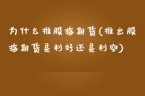 为什么推股指期货(推出股指期货是利好还是利空)_https://www.liuyiidc.com_期货品种_第1张