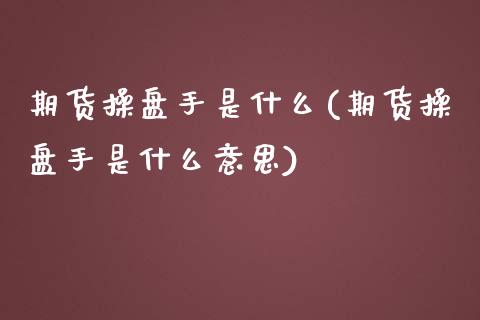 期货操盘手是什么(期货操盘手是什么意思)_https://www.liuyiidc.com_国际期货_第1张