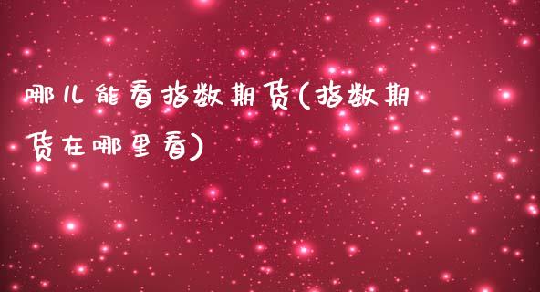 哪儿能看指数期货(指数期货在哪里看)_https://www.liuyiidc.com_期货品种_第1张