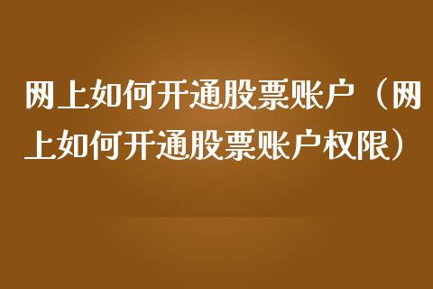 网上如何开通股票账户（网上如何开通股票账户权限）_https://www.liuyiidc.com_期货理财_第1张