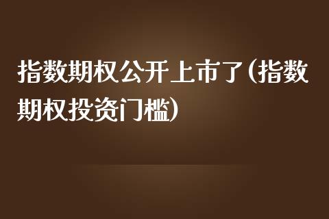 指数期权公开上市了(指数期权投资门槛)_https://www.liuyiidc.com_期货直播_第1张