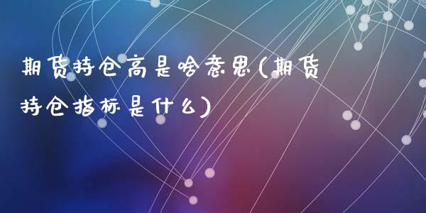 期货持仓高是啥意思(期货持仓指标是什么)_https://www.liuyiidc.com_期货品种_第1张