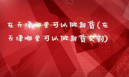 在天津哪里可以做期货(在天津哪里可以做期货交割)_https://www.liuyiidc.com_期货直播_第1张