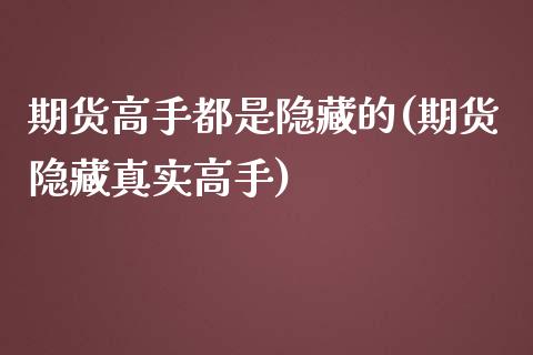 期货高手都是隐藏的(期货隐藏真实高手)_https://www.liuyiidc.com_期货知识_第1张