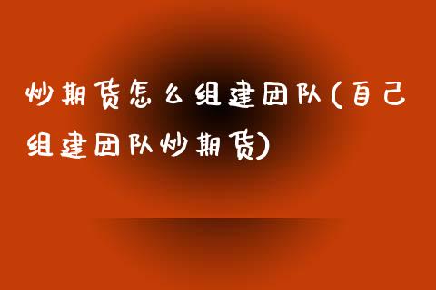 炒期货怎么组建团队(自己组建团队炒期货)_https://www.liuyiidc.com_期货直播_第1张