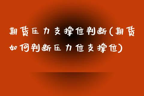 期货压力支撑位判断(期货如何判断压力位支撑位)_https://www.liuyiidc.com_理财百科_第1张