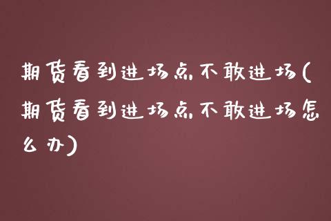 期货看到进场点不敢进场(期货看到进场点不敢进场怎么办)_https://www.liuyiidc.com_基金理财_第1张