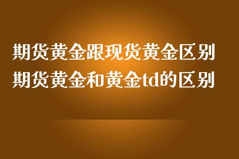 期货黄金跟黄金区别 期货黄金和黄金td的区别_https://www.liuyiidc.com_黄金期货_第1张