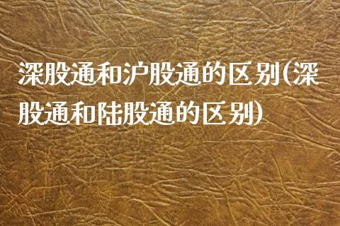 深股通和沪股通的区别(深股通和陆股通的区别)_https://www.liuyiidc.com_理财百科_第1张