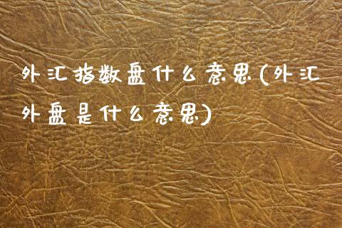 外汇指数盘什么意思(外汇外盘是什么意思)_https://www.liuyiidc.com_理财百科_第1张