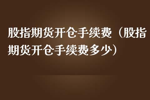 股指期货开仓手续费（股指期货开仓手续费多少）_https://www.liuyiidc.com_道指直播_第1张